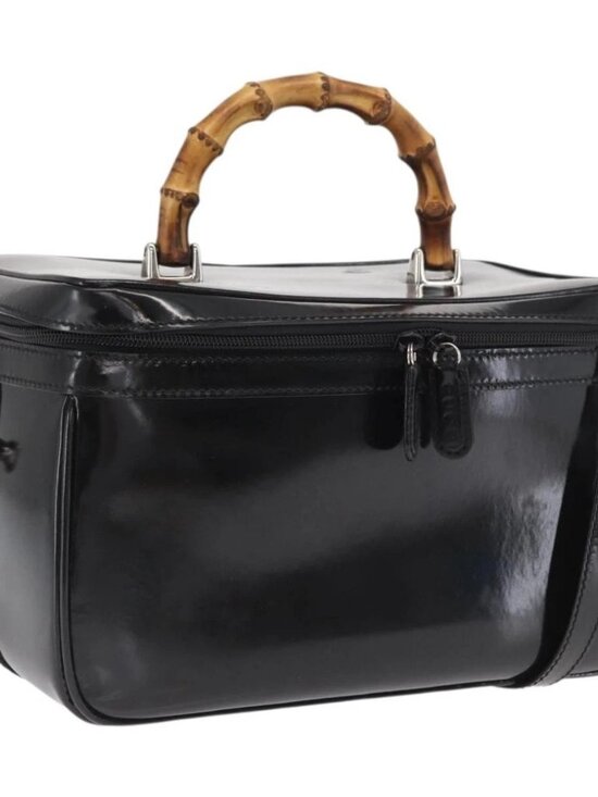 Gucci Handbags - GUCCI Bamboo Vanity Hand Bag Patent 2way Black Silver 013 122 2491 Auth bs33063